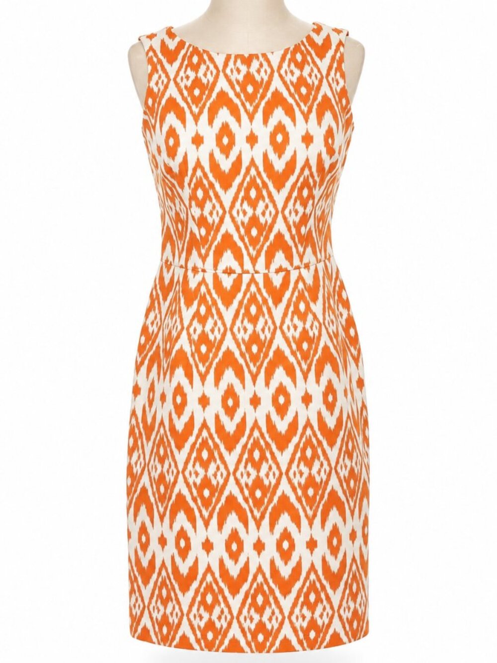 Nine West Orange White Geometric Sheath Dress